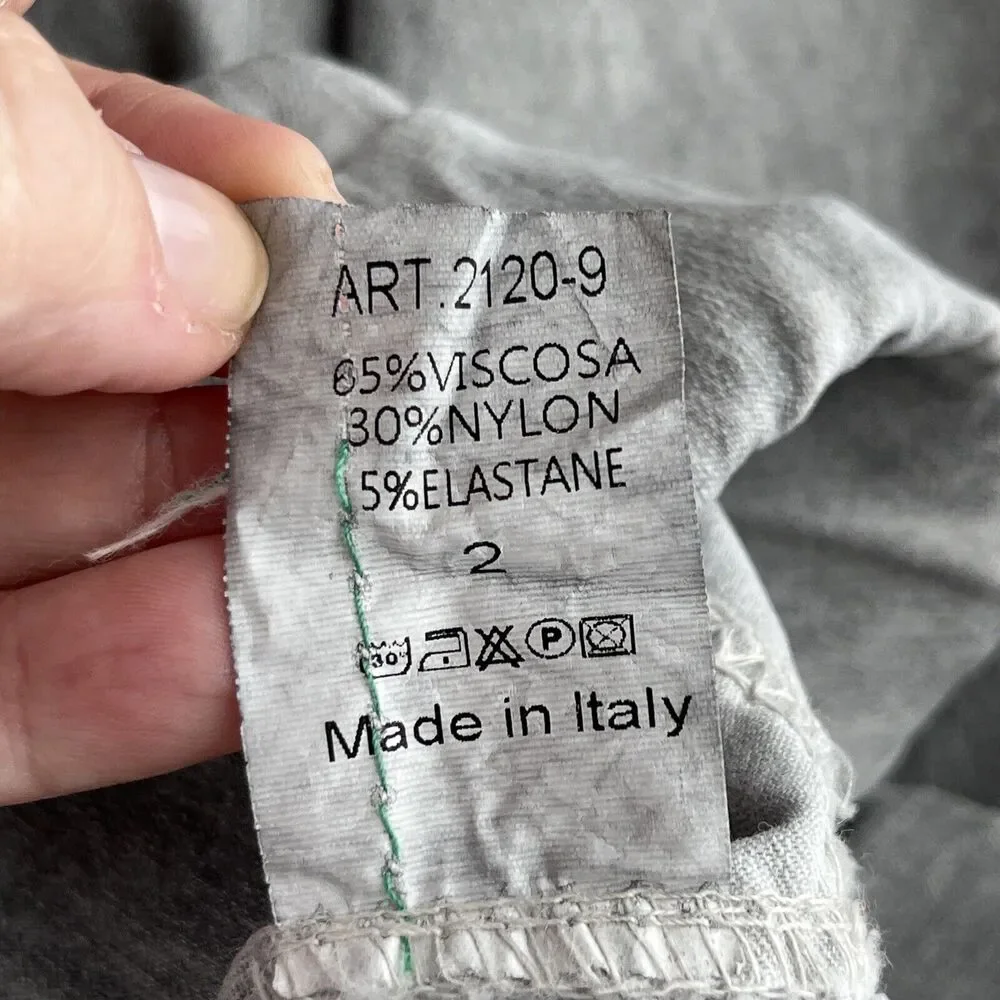 Made in Italy Gray Crinkle Pant Viscosa Blend with Stripe Side Size 2 - Picture 6 of 9